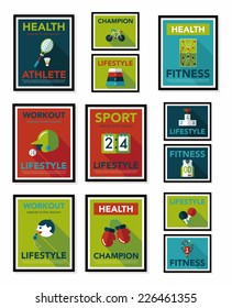 Sport poster flat banner design flat background set, eps10