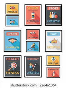 Sport poster flat banner design flat background set, eps10