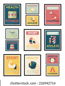 Sport poster flat banner design flat background set, eps10