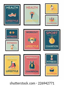 Sport poster flat banner design flat background set, eps10