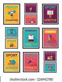 Sport poster flat banner design flat background set, eps10