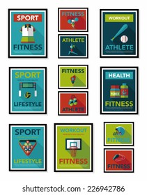 Sport poster flat banner design flat background set, eps10