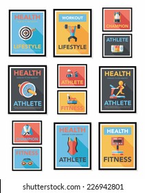 Sport poster flat banner design flat background set, eps10
