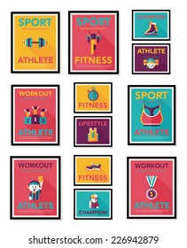 Sport poster flat banner design flat background set, eps10