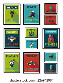 Sport poster flat banner design flat background set, eps10