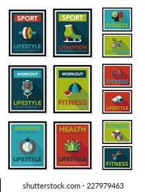 Sport poster flat banner design flat background set, eps10