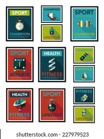 Sport poster flat banner design flat background set, eps10