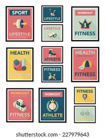 Sport poster flat banner design flat background set, eps10