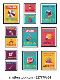 Sport poster flat banner design flat background set, eps10