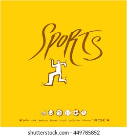 Sport poster / Hand drawn sports illustration - vector