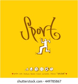 Sport poster / Hand drawn sports illustration - vector