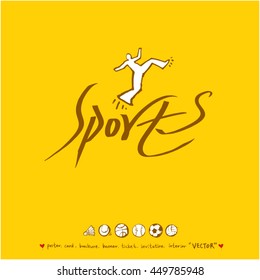 Sport poster / Hand drawn sports illustration - vector