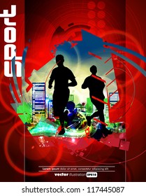 Sport poster. Marathon runner