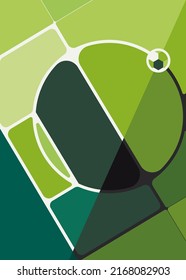 Sport poster with soccer field. Placard design in abstract style.