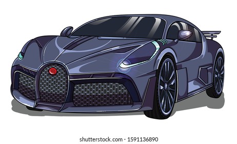 Sport powerful car  . Vector editable illustration . Auto isolated on white background .