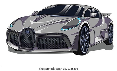 Sport powerful car  . Vector editable illustration . Auto isolated on white background .