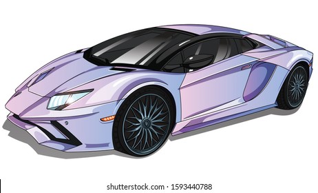 Sport powerful Lamborghini muscle car . Vector editable detailed illustration . Auto isolated on white background .