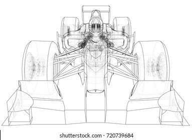 sport race car. Abstract drawing. Tracing illustration of 3d