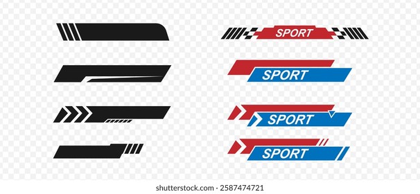 Sport or race stripes. Moto label sticker. Car, Auto, vehicle stripes. Sport or car TV lines	
