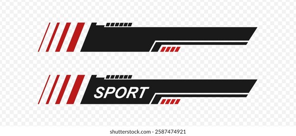 Sport or race stripes. Moto label sticker. Car, vehicle stripes. Car TV lines. Racing car sticker