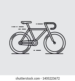 Sport Race Track Bicycle Bike Ride. Flat Vector Line Stroke Illustration. 