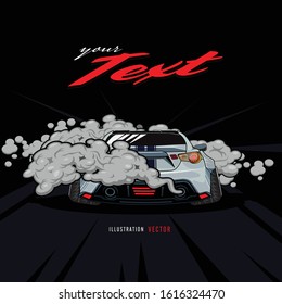 Sport racing car illustration vector on black background