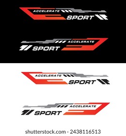 Sport racing car stickers stripe abstract shape . vinyl decal templates isolated set