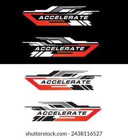 Sport racing car stickers stripe abstract shape . vinyl decal templates isolated set