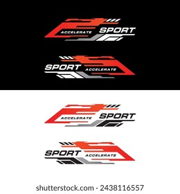 Sport racing car stickers stripe abstract shape . vinyl decal templates isolated set