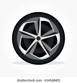 sport racing car wheel and tire with rim detail and shadow effect