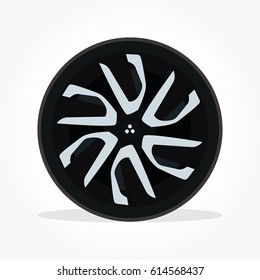 sport racing car wheel and tire with rim detail and shadow effect