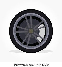 sport racing car wheel and tire with rim detail and shadow effect