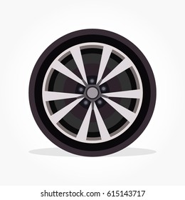 sport racing car wheel and tire with rim detail and shadow effect