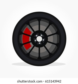 sport racing car wheel and tire with rim detail and shadow effect