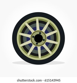 sport racing car wheel and tire with rim detail and shadow effect