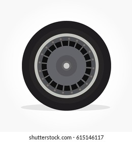 sport racing car wheel and tire with rim detail and shadow effect