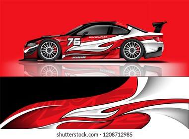 Sport racing car wrap decal and sticker livery design. vector eps10 format.