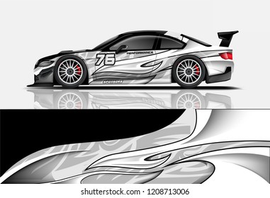 Sport racing car wrap decal and sticker livery design. vector eps10 format.