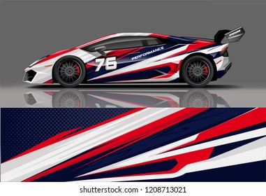 Sport-Rennwagen verpacken decal und Aufkleber livery design. Vektorillustration eps10-Format.