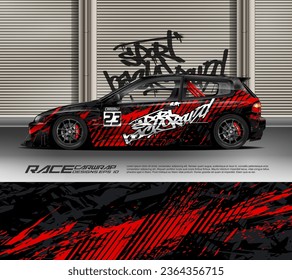 Sport racing car wrap design vector for race car, pickup truck, rally, adventure vehicle, uniform, jersey, cycling, football, gaming and sport livery.