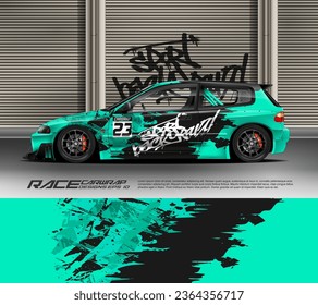 Sport racing car wrap design vector for race car, pickup truck, rally, adventure vehicle, uniform, jersey, cycling, football, gaming and sport livery.