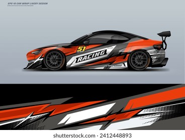 Sport racing car wrap design livery, strip, decal, printable file