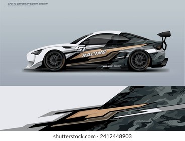 Sport racing car wrap design livery, strip, decal, printable file