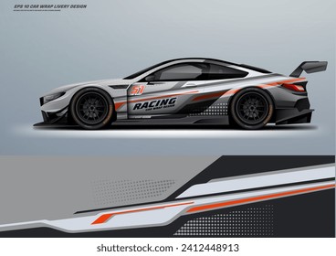 Sport racing car wrap design livery, strip, decal, printable file