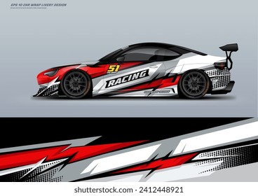 Sport racing car wrap design livery, strip, decal, printable file