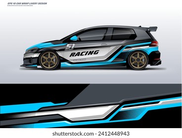Sport racing car wrap design livery, strip, decal, printable file