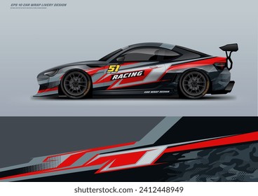 Sport racing car wrap design livery, strip, decal, printable file