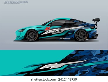 Sport racing car wrap design livery, strip, decal, printable file