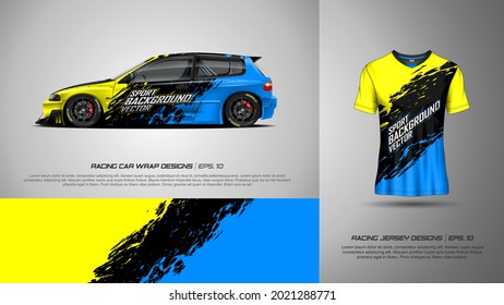 Sport racing car wrap and t-shirt design vector for race car, pickup truck, rally, adventure vehicle, uniform, jersey, cycling, football, gaming and sport livery. - Shutterstock ID 2021288771