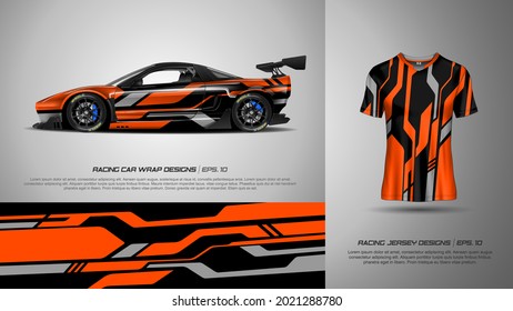 Sport racing car wrap and t-shirt design vector for race car, pickup truck, rally, adventure vehicle, uniform, jersey, cycling, football, gaming and sport livery.
